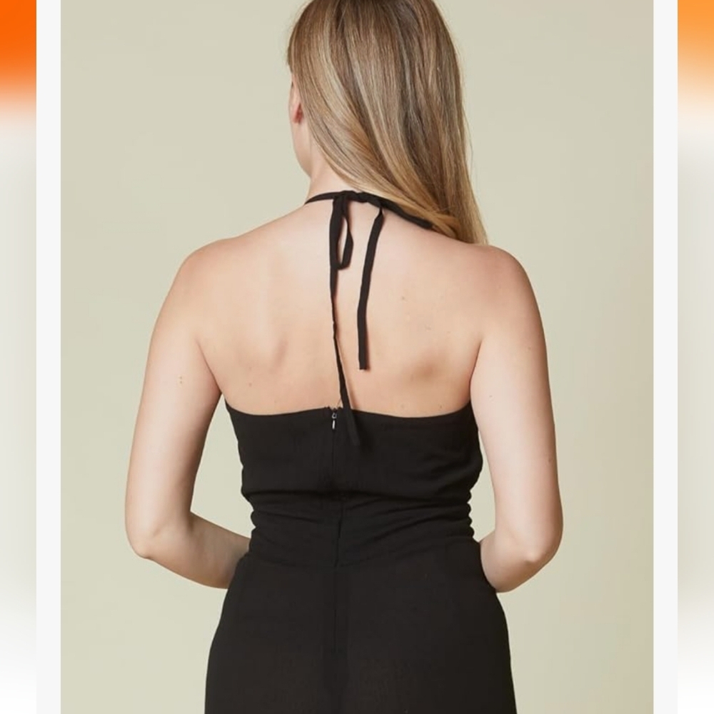 Women's Halter Ruffle Leg Jumpsuit - Picture 5 of 6